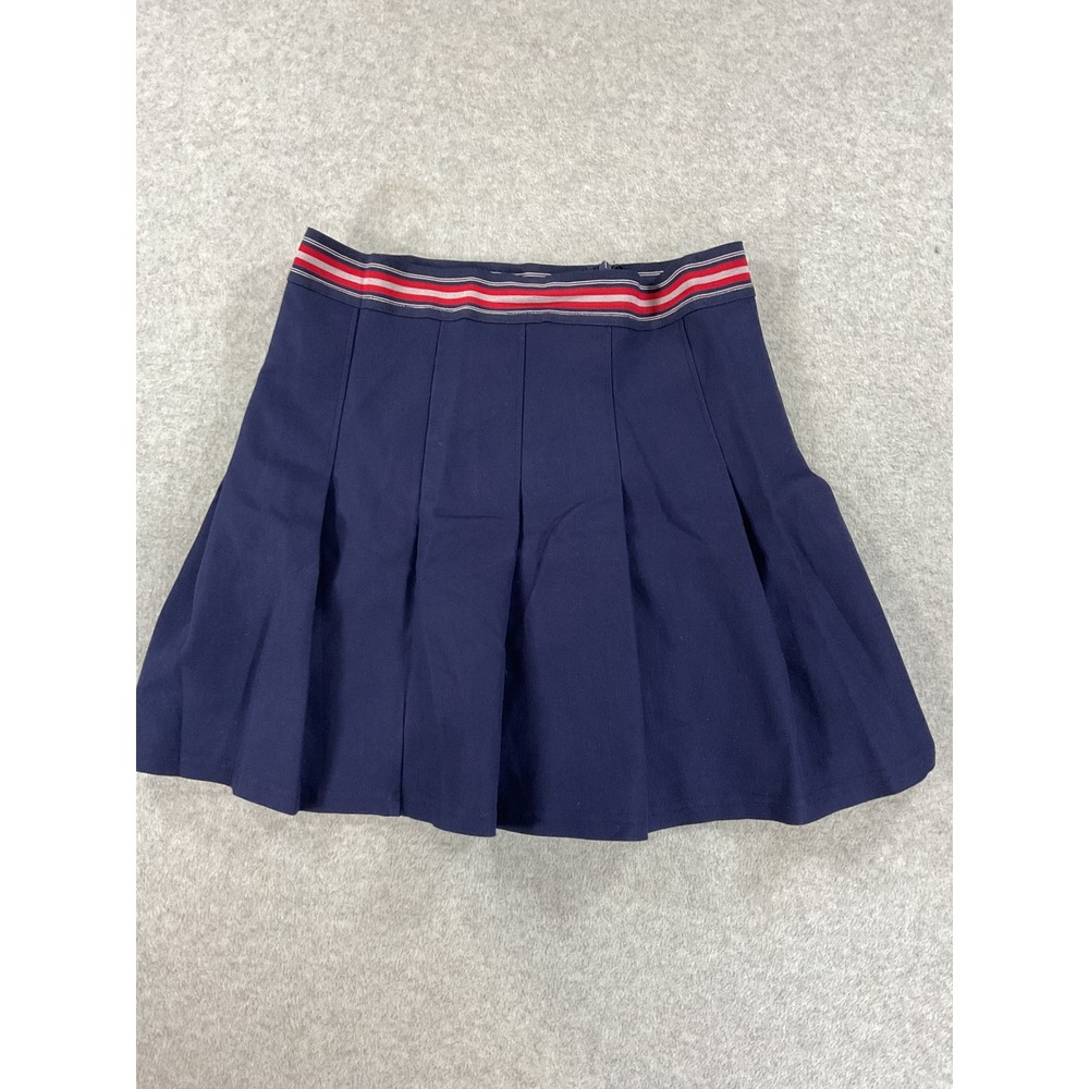 Papaya Navy Blue Pleated Tennis Skort Red Striped Waistband S1912 Size M 2876